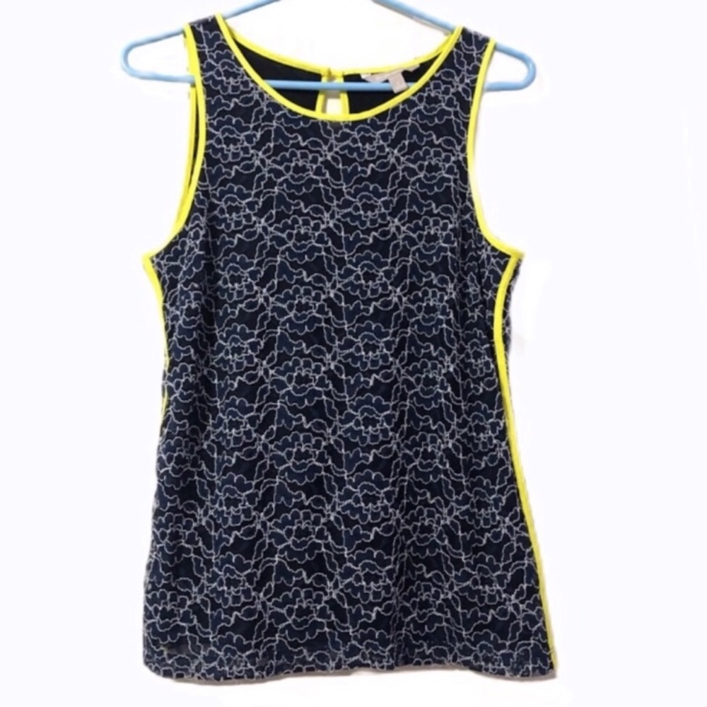 Banana Republic Dark Blue And Yellow Tank Top Shirt 6